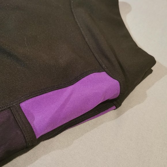 PopFit Sophia Black/Purple High-Waisted Leggings - Picture 3 of 5